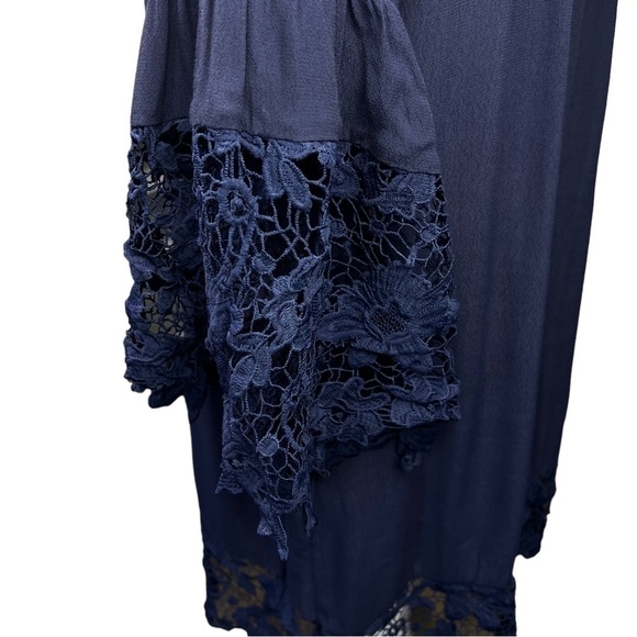 2 Chic Luxe Navy Lace Off the Shoulder Bell Sleeve Dress size: One Size - Picture 8 of 13